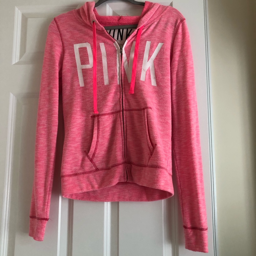 PINK lettered zippered lightweight jacket sz small